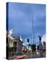 Monument of Light, and Jim Larkin Statue in the Evening, Dublin, Republic of Ireland-Martin Child-Stretched Canvas