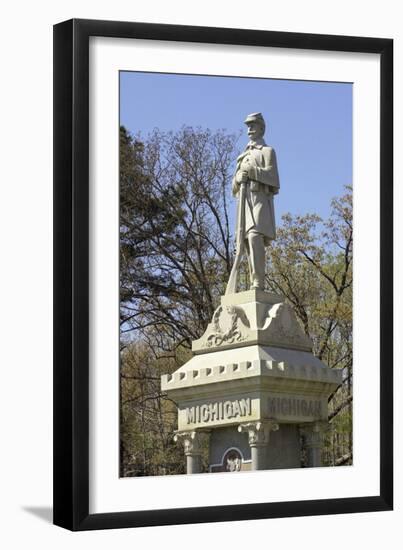 Monument to Civil War Soldiers from Michigan Who Died in the Battle of Shiloh-null-Framed Giclee Print