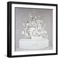 Monument to Earl Howe, Sculpted by J Flaxman, St Paul's Cathedral, City of London, 1818-Charles Heath-Framed Giclee Print