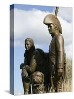 Monument to Explorers Lewis and Clark, St. Charles, Missouri-Walter Bibikow-Stretched Canvas