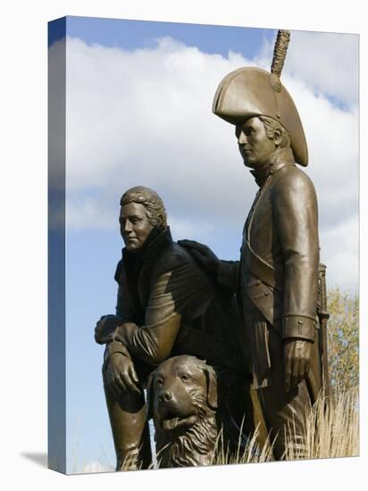 Monument to Explorers Lewis and Clark, St. Charles, Missouri-Walter Bibikow-Stretched Canvas