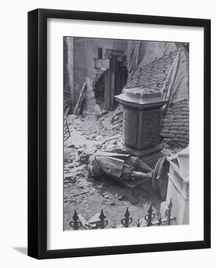 Monument to John Milton and Part of St Giles Without Cripplegate after Bomb Damage, C1940-null-Framed Photographic Print