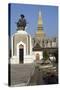 Monument to Setthathirath I in Front of Wat That Luang Temple Complex-null-Stretched Canvas