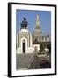 Monument to Setthathirath I in Front of Wat That Luang Temple Complex-null-Framed Giclee Print