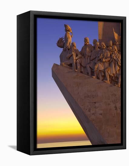 Monument to the Discoveries at Dusk, Belem, Lisbon, Portugal, Europe-Stuart Black-Framed Stretched Canvas