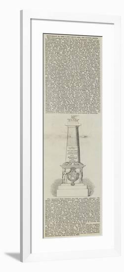 Monument to the Late Lieutenant-General Sir Lionel Smith-null-Framed Giclee Print