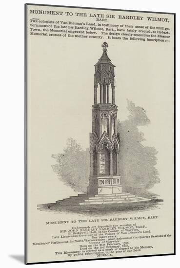 Monument to the Late Sir Eardley Wilmot, Baronet-null-Mounted Giclee Print