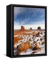 Monument Valley in the Snow, Monument Valley Navajo Tribal Park, Arizona, USA-Walter Bibikow-Framed Stretched Canvas