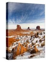 Monument Valley in the Snow, Monument Valley Navajo Tribal Park, Arizona, USA-Walter Bibikow-Stretched Canvas