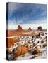 Monument Valley in the Snow, Monument Valley Navajo Tribal Park, Arizona, USA-Walter Bibikow-Stretched Canvas