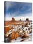 Monument Valley in the Snow, Monument Valley Navajo Tribal Park, Arizona, USA-Walter Bibikow-Stretched Canvas