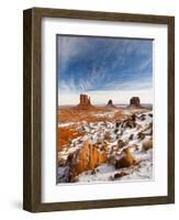 Monument Valley in the Snow, Monument Valley Navajo Tribal Park, Arizona, USA-Walter Bibikow-Framed Photographic Print