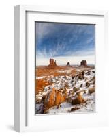 Monument Valley in the Snow, Monument Valley Navajo Tribal Park, Arizona, USA-Walter Bibikow-Framed Photographic Print