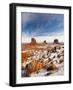 Monument Valley in the Snow, Monument Valley Navajo Tribal Park, Arizona, USA-Walter Bibikow-Framed Photographic Print