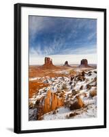 Monument Valley in the Snow, Monument Valley Navajo Tribal Park, Arizona, USA-Walter Bibikow-Framed Photographic Print