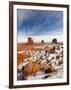 Monument Valley in the Snow, Monument Valley Navajo Tribal Park, Arizona, USA-Walter Bibikow-Framed Photographic Print