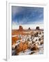 Monument Valley in the Snow, Monument Valley Navajo Tribal Park, Arizona, USA-Walter Bibikow-Framed Photographic Print