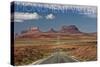 Monument Valley, Utah - Road into Distance-Lantern Press-Stretched Canvas