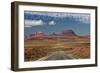 Monument Valley, Utah - Road into Distance-Lantern Press-Framed Art Print