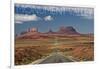 Monument Valley, Utah - Road into Distance-Lantern Press-Framed Art Print