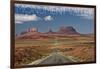 Monument Valley, Utah - Road into Distance-Lantern Press-Framed Art Print