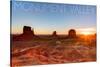 Monument Valley, Utah - Three Peeks and Sun-Lantern Press-Stretched Canvas