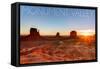 Monument Valley, Utah - Three Peeks and Sun-Lantern Press-Framed Stretched Canvas