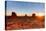 Monument Valley, Utah - Three Peeks and Sun-Lantern Press-Stretched Canvas