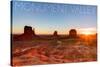 Monument Valley, Utah - Three Peeks and Sun-Lantern Press-Stretched Canvas