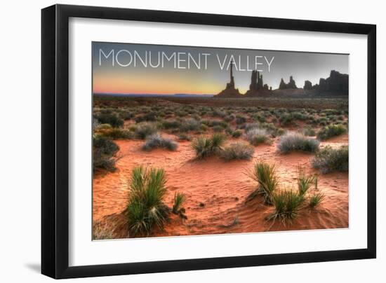 Monument Valley, Utah - Totem Pole after Sunrise-Lantern Press-Framed Art Print