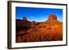 Monument Valley West Mitten And Merrick Butte Desert Sand Dunes Utah-holbox-Framed Art Print