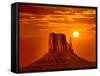 Monument Valley West Mitten at Sunrise Sun Orange Sky Utah Photo Mount-holbox-Framed Stretched Canvas