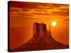 Monument Valley West Mitten at Sunrise Sun Orange Sky Utah Photo Mount-holbox-Stretched Canvas