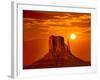 Monument Valley West Mitten at Sunrise Sun Orange Sky Utah Photo Mount-holbox-Framed Photographic Print