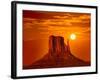 Monument Valley West Mitten at Sunrise Sun Orange Sky Utah Photo Mount-holbox-Framed Photographic Print