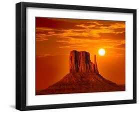 Monument Valley West Mitten at Sunrise Sun Orange Sky Utah Photo Mount-holbox-Framed Photographic Print