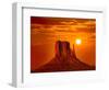 Monument Valley West Mitten at Sunrise Sun Orange Sky Utah Photo Mount-holbox-Framed Photographic Print