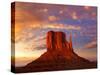 Monument Valley West Mitten at Sunset Colorful Sky Utah-Natureworld-Stretched Canvas