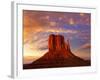 Monument Valley West Mitten at Sunset Colorful Sky Utah-Natureworld-Framed Photographic Print