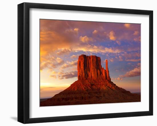 Monument Valley West Mitten at Sunset Colorful Sky Utah-Natureworld-Framed Photographic Print