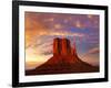 Monument Valley West Mitten at Sunset Colorful Sky Utah-Natureworld-Framed Photographic Print