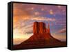 Monument Valley West Mitten at Sunset Colorful Sky Utah-Natureworld-Framed Stretched Canvas