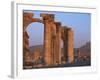 Monumental Arch at Archaeological Site, with Arab Castle Beyond, Palmyra, Syria-Bruno Morandi-Framed Photographic Print