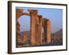 Monumental Arch at Archaeological Site, with Arab Castle Beyond, Palmyra, Syria-Bruno Morandi-Framed Photographic Print