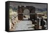 Monumental Gate and Beginning of Cardo-null-Framed Stretched Canvas