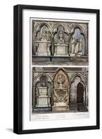 Monuments in the West Aisle of Westminster Abbey's North Transept, London, 1812-Augustus Charles Pugin-Framed Giclee Print