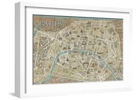 Monuments of Paris Map-Wild Apple Portfolio-Framed Art Print