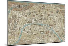 Monuments of Paris Map-Wild Apple Portfolio-Mounted Art Print