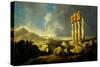 Monuments on Easter Island, C.1776 (Oil on Panel)-William Hodges-Stretched Canvas