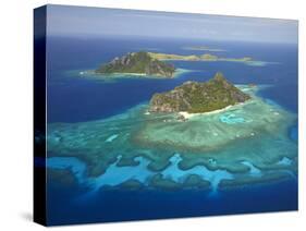 Monuriki Island and Coral Reef, Mamanuca Islands, Fiji-David Wall-Stretched Canvas